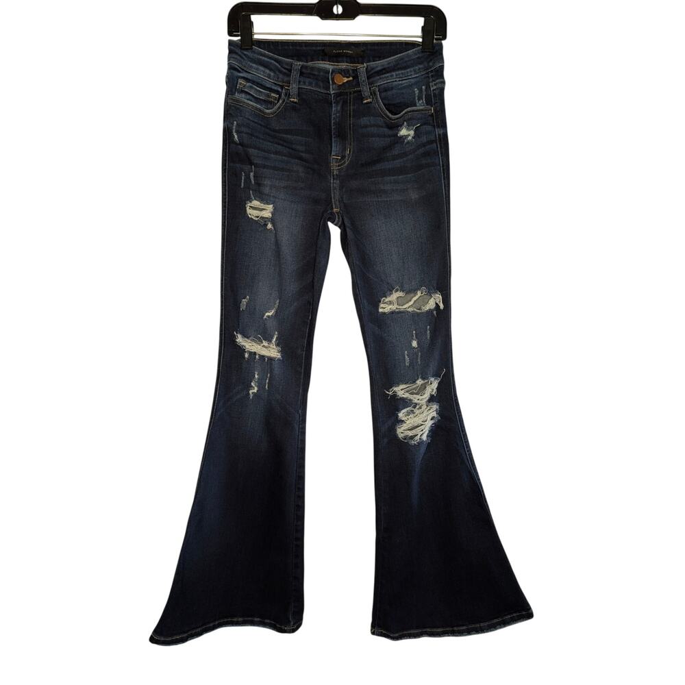 Flying Monkey Women Jeans, Dark Wash Mid-Rise Super Flare Jeans, Sz 27
